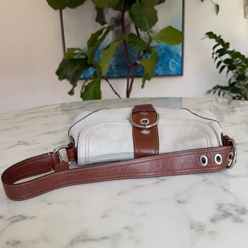 COACH Y2K Vintage Soho Medium Buckle Leather Shoulder Bag F12301 Cream Brown